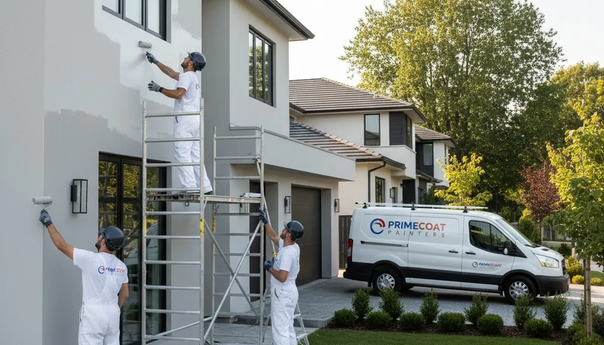 Professional exterior house painters refinishing home siding in Mansfield, MA